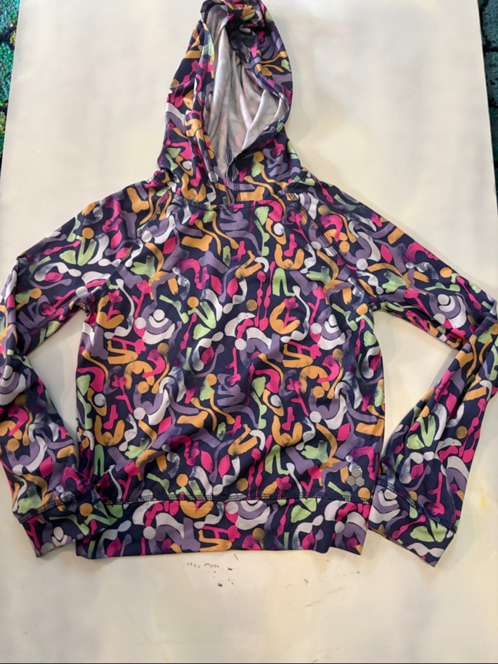 tek gear Kids Purple Hooded Pullover with Colorful Abstract Print